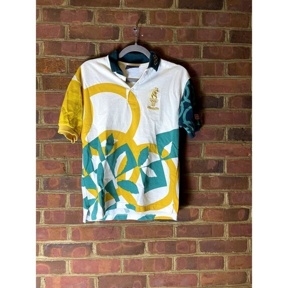 Vintage (Hanes) - Atlanta Olympic All Over Print Polo T-Shirt 1996 - Picture 1 of 5